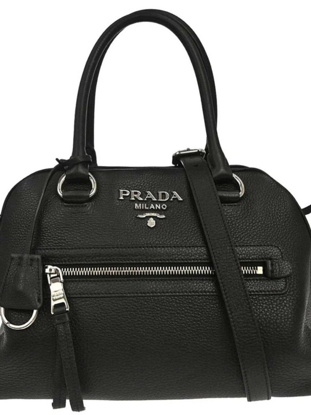 Prada Black Leather 2way Handbag 197 1BB054 168340